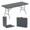 6 Feet Wood Grain HDPE Folding Table with Safety Lock and Metal Legs Perfect for Outdoor Use